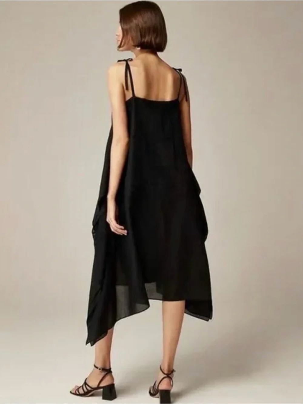J Crew black cotton handkerchief midi dress